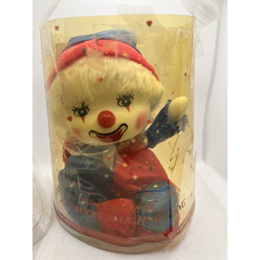 Vntg Poter Standing Clown Doll Musical WORKS Moves Head Wind Up 11”